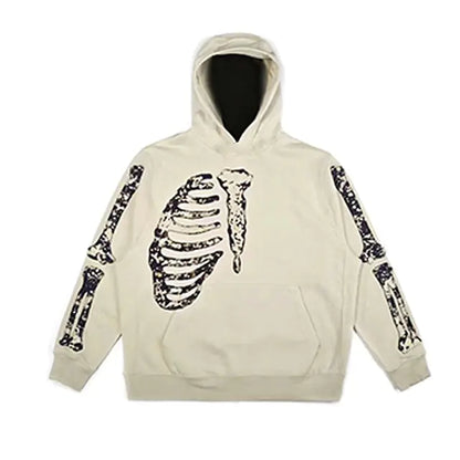 Men's Hip Hop Goth Skull Print Long Sleeve Oversized Hoodies - Yurei Works