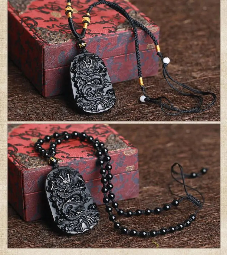 Dragon Black Obsidian Necklace - Yurei Works