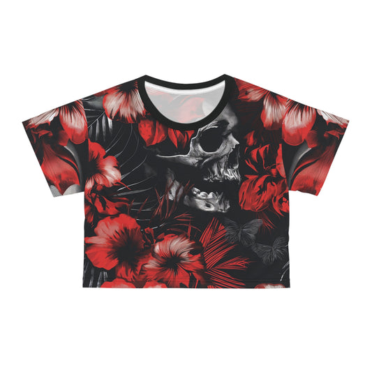 Hibiscus Skull Crop Tee – Eerie Elegance - Yurei Works