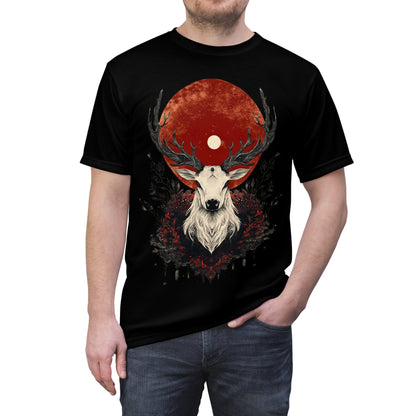 Crimson Moon Stag: Gothic T-Shirt