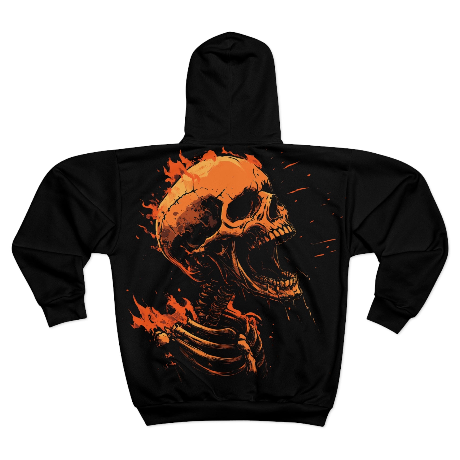 Inferno’s Skull: Flaming Skull Zip Hoodie - Yurei Works