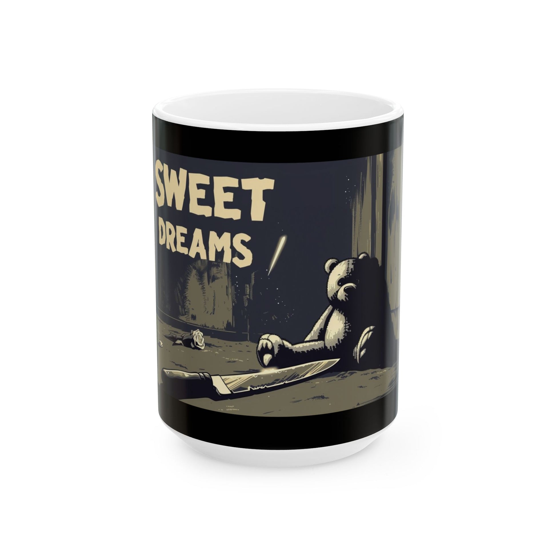 Sweet Dreams Teddy Bear Mug – Vintage Horror Style - Yurei Works