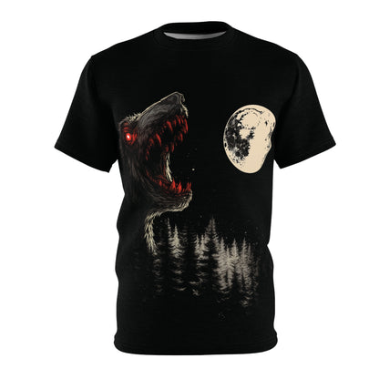 Moonlit Howl - Red-Eyed Werewolf T-Shirt - Yurei Works