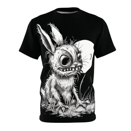 Moonlit Bunny Monster Tee – Vintage Horror Charm - Yurei Works