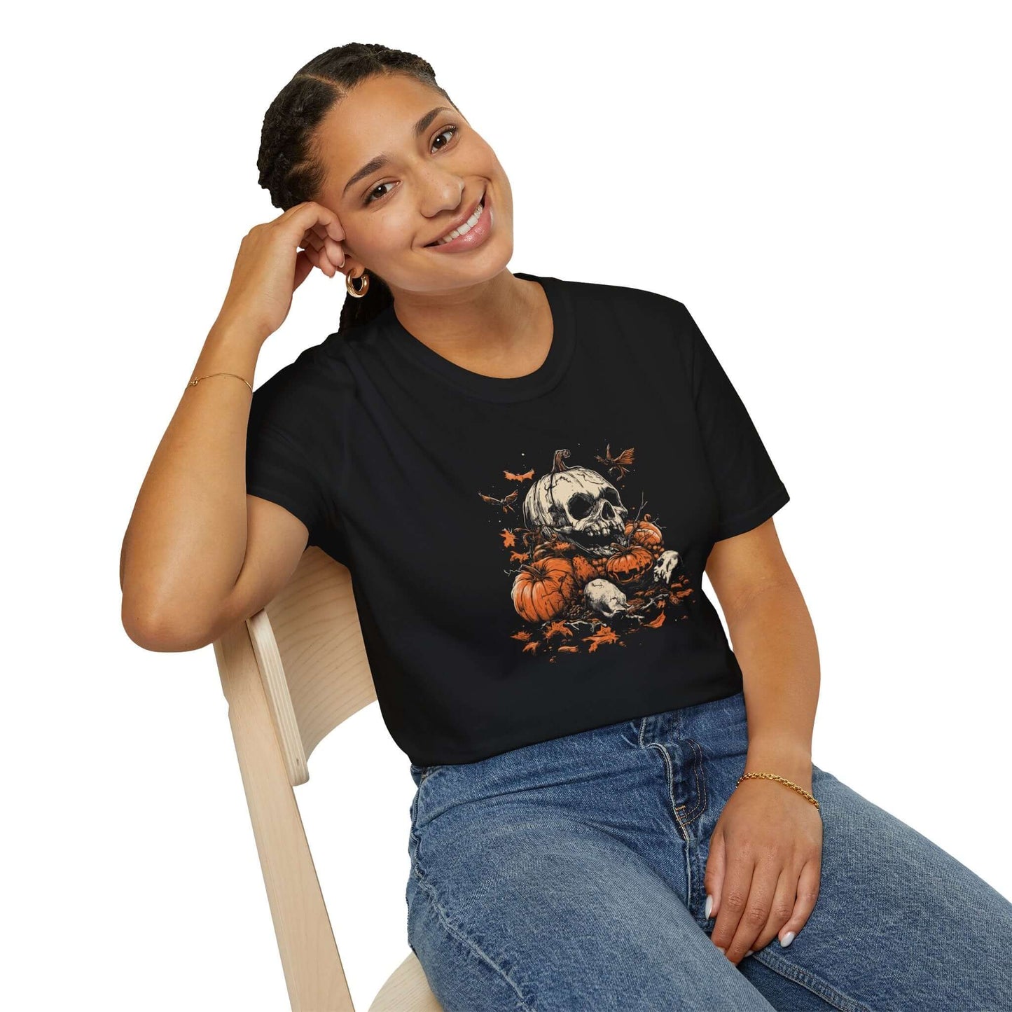 Autumn Harvest of Souls: Pumpkin & Skull Tee