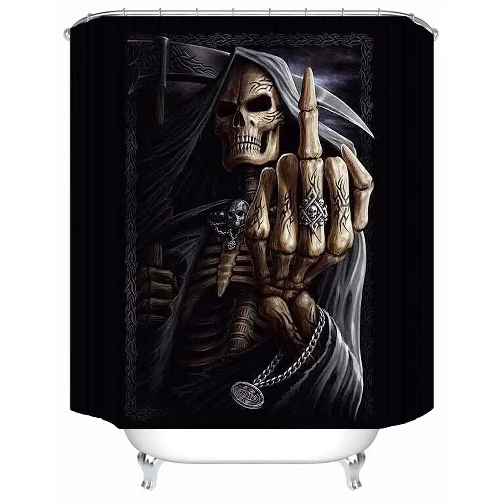 Hot Sale Printing Waterproof Horror Skull Death Bathroom Shower Curtain Partition Curtain Optional Kit