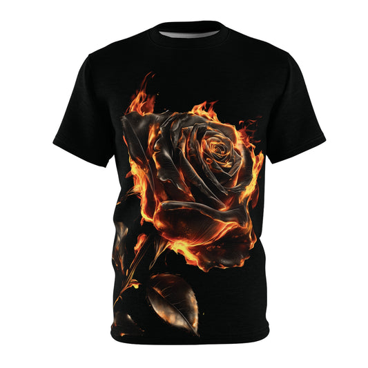 Flame Bloom - Fiery Rose T-Shirt - Yurei Works