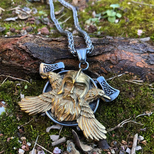 Norse Viking Odin Raven Axe Necklace Viking Gift - Yurei Works