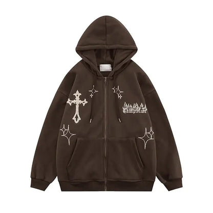 Goth Embroidery Retro Hoodies - Yurei Works