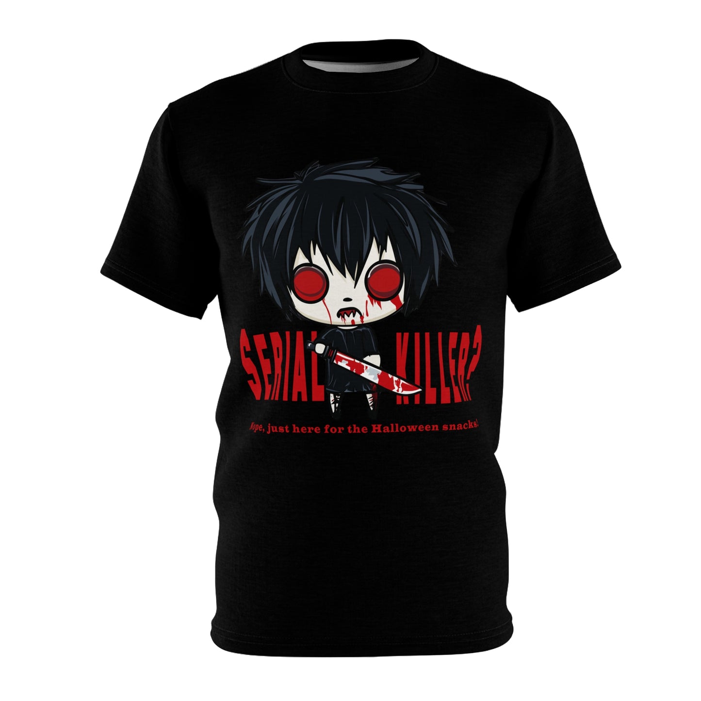 Chibi Killer Halloween Tee: Unisex Spooky Graphic Shirt - Yurei Works