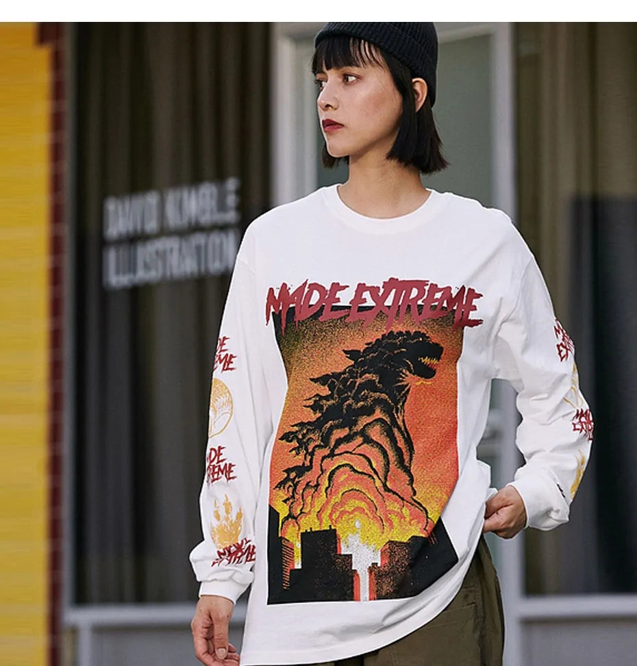 Japan Style Tops Monster Printed T-shirt - Yurei Works