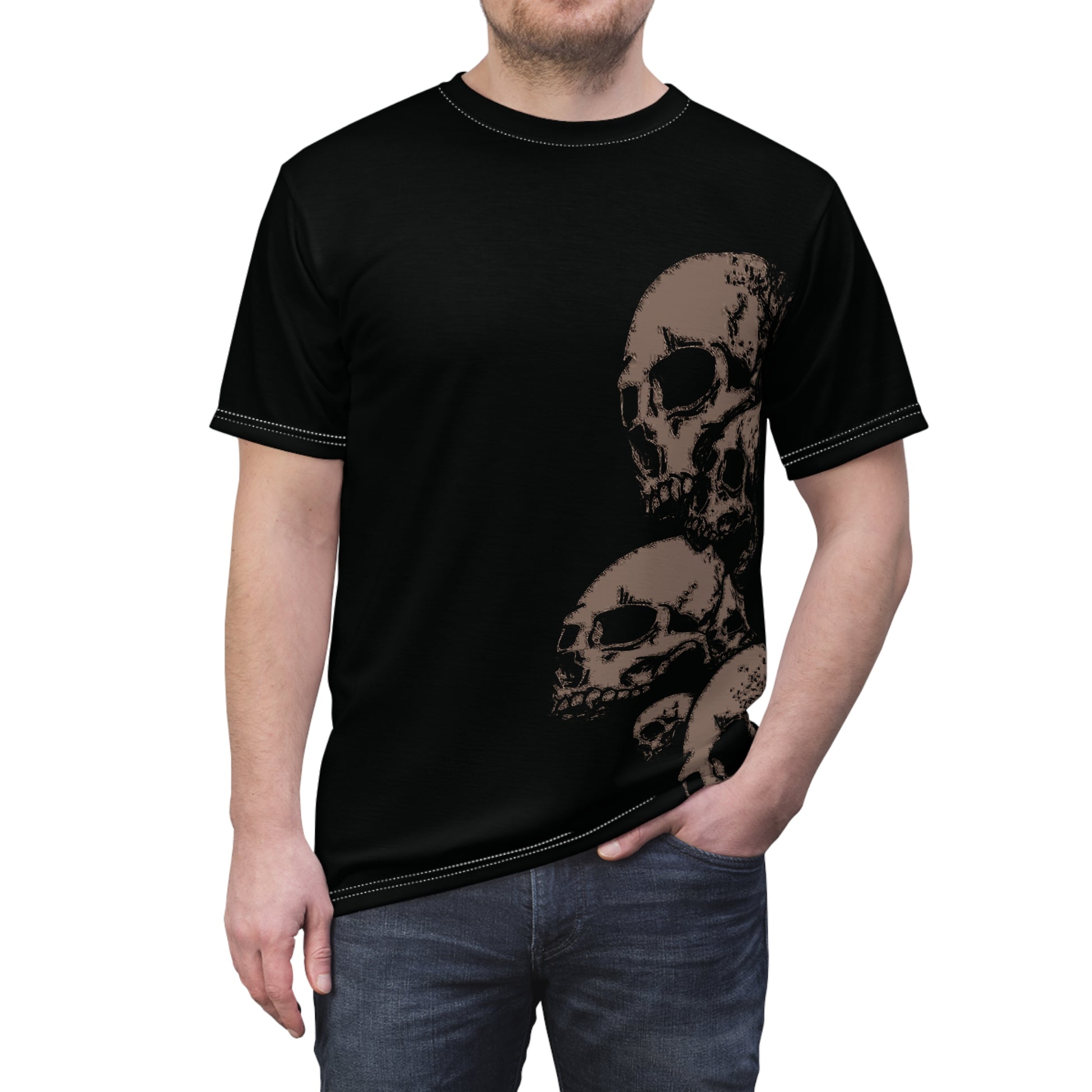 Three Skulls Gothic Tee – Dark Elegance - Yurei Works