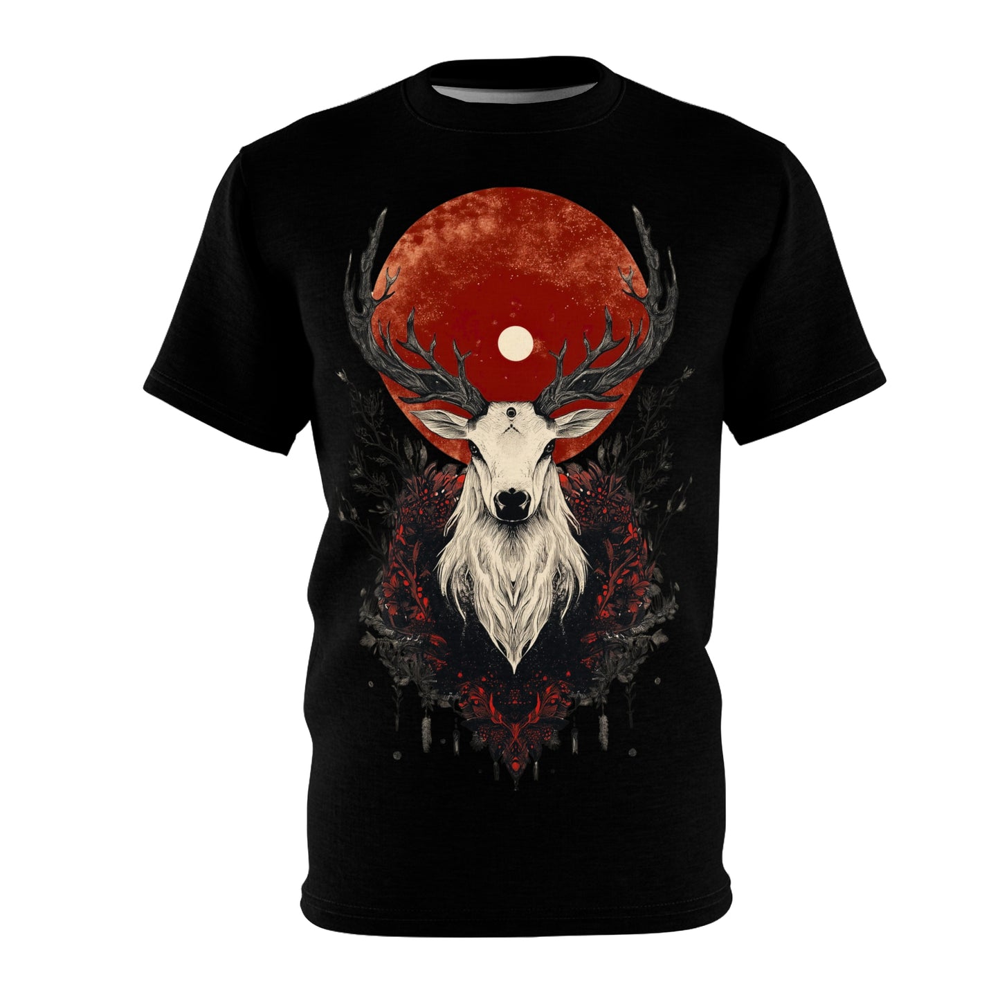 Crimson Moon Stag: Gothic T-Shirt