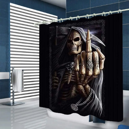 Hot Sale Printing Waterproof Horror Skull Death Bathroom Shower Curtain Partition Curtain Optional Kit