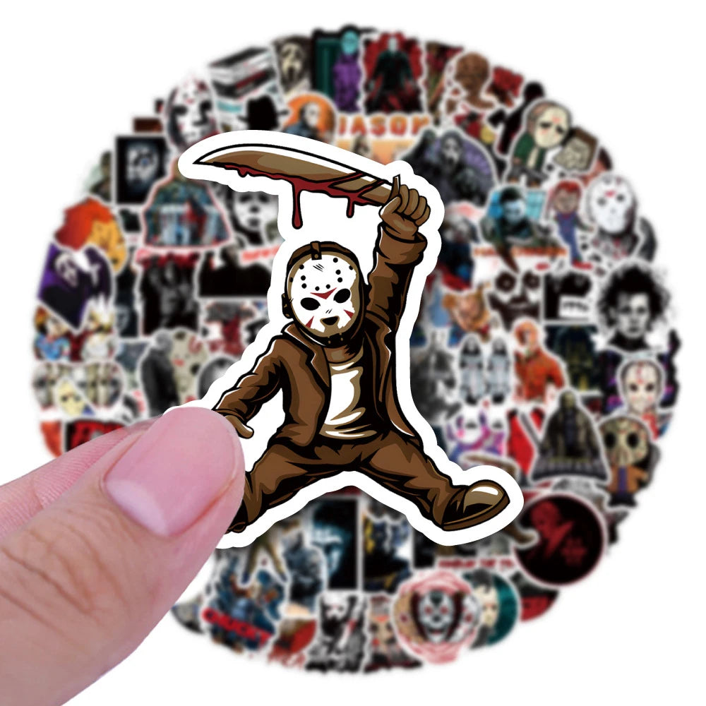 Mixed Horror Movie Character Stickers - 10/30/50/100PCS Graffiti Decals for DIY Laptop, Notebook, Fridge, and Suitcase - Yurei Works