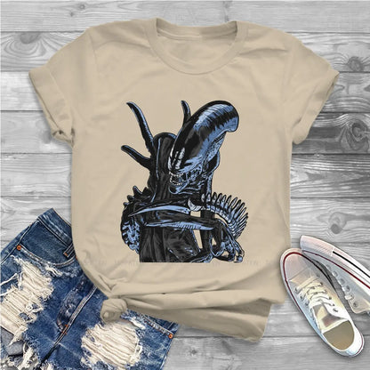 Alien Thriller Movie TShirt for Woman Girl 4XL Xenomorph Soft Summer Tee T Shirt High Quality Loose - Yurei Works