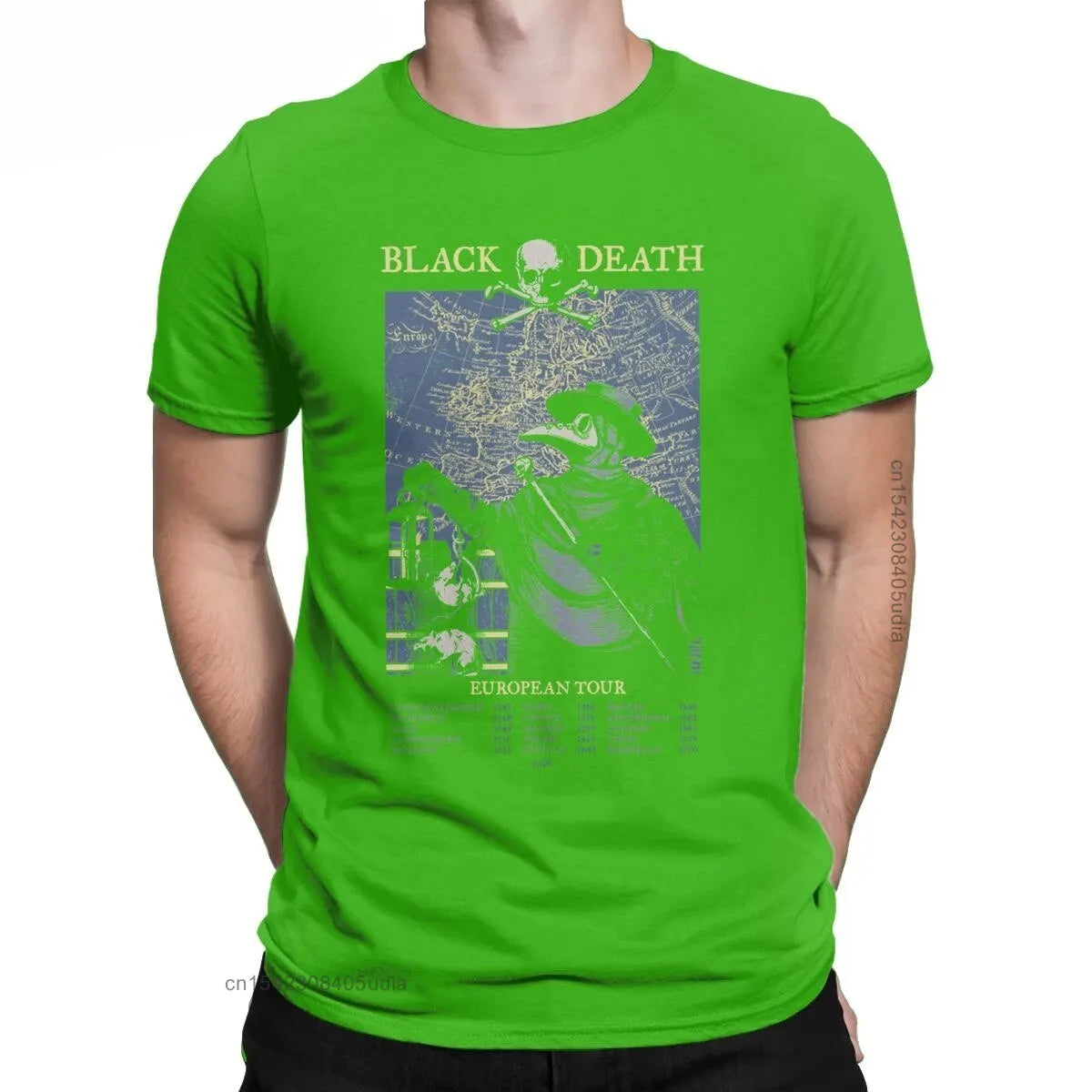 Plague Doctor European Black Death Tour T-Shirt - Men’s Oversized Cotton Hip Hop Streetwear Tee - Yurei Works