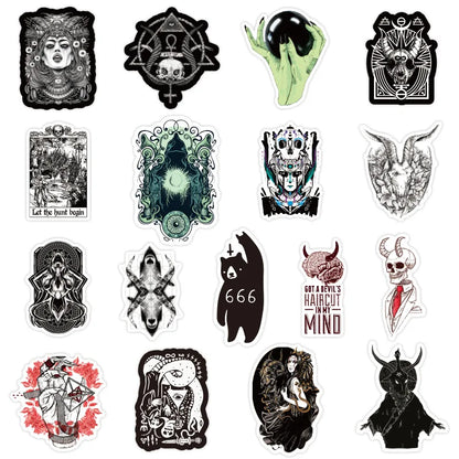 10/30/50PCS Gothic Horror Devil Witch Graffiti Stickers - DIY Decals for Car, Skateboard, Luggage, Guitar, Laptop - Yurei Works