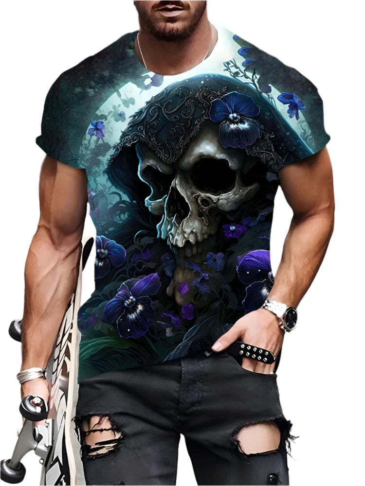 Vintage Horror 3D Skull Men's T-Shirt