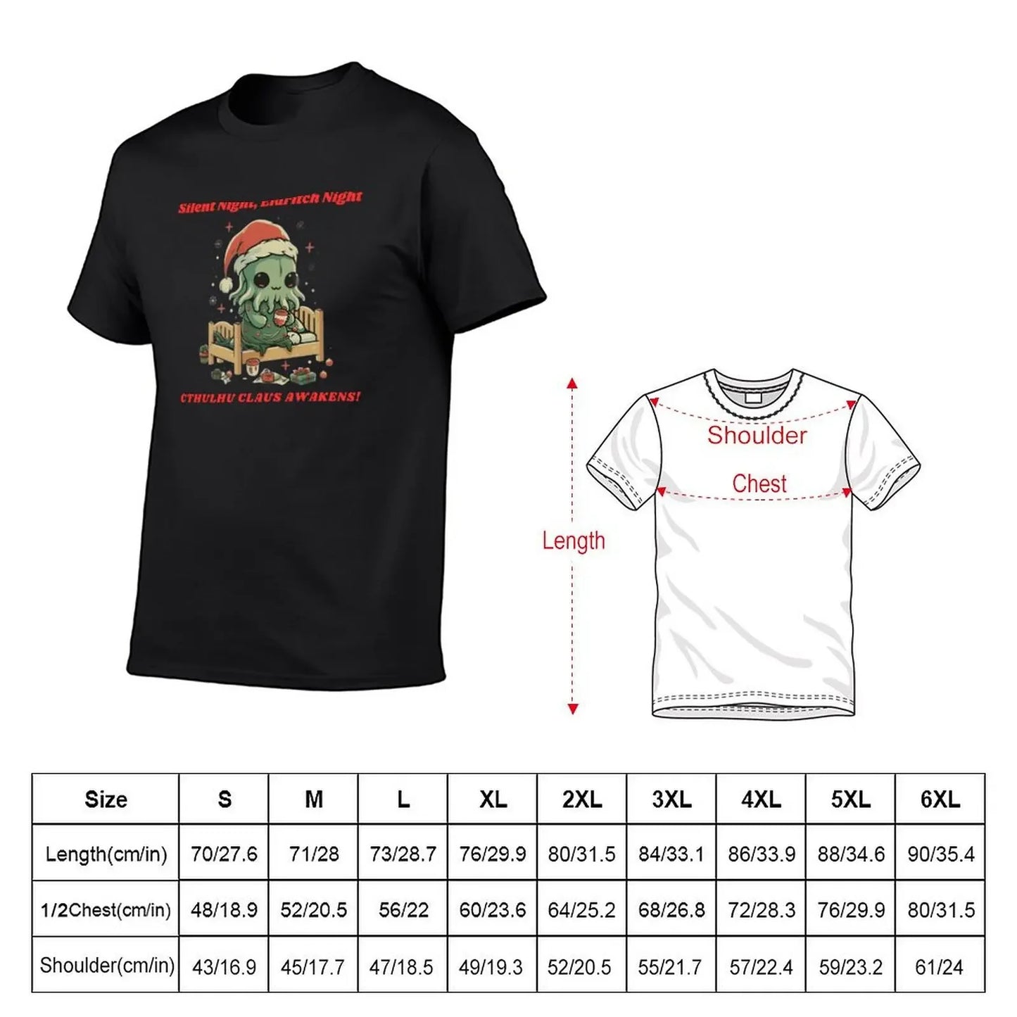 Cute Santa Claus Cthulhu T-Shirt - Men’s Casual Graphic Tee for Summer - Yurei Works