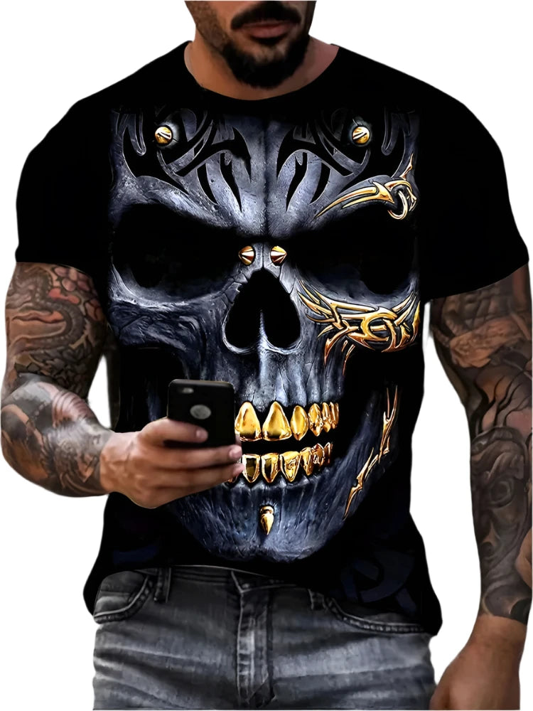 Vintage Horror 3D Skull Men's T-Shirt