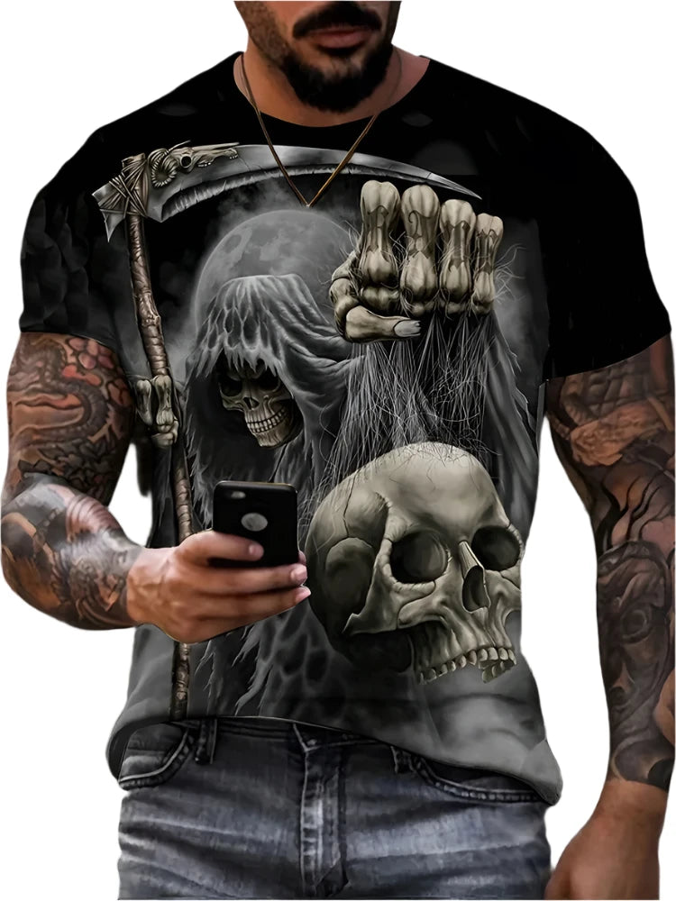 Vintage Horror 3D Skull Men's T-Shirt