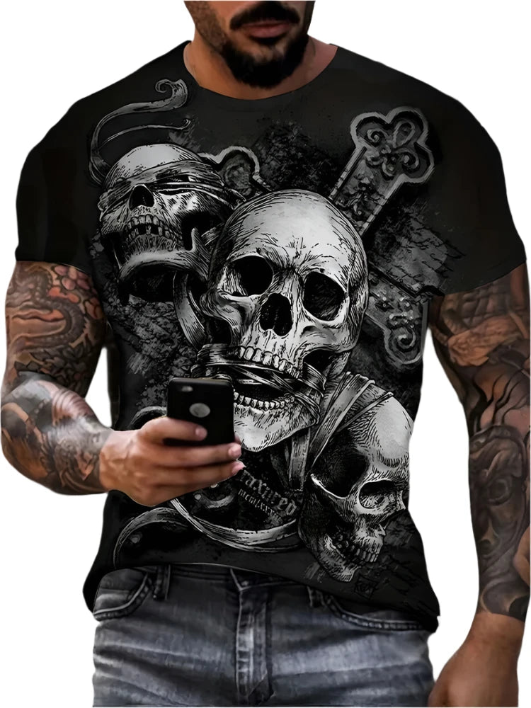 Vintage Horror 3D Skull Men's T-Shirt