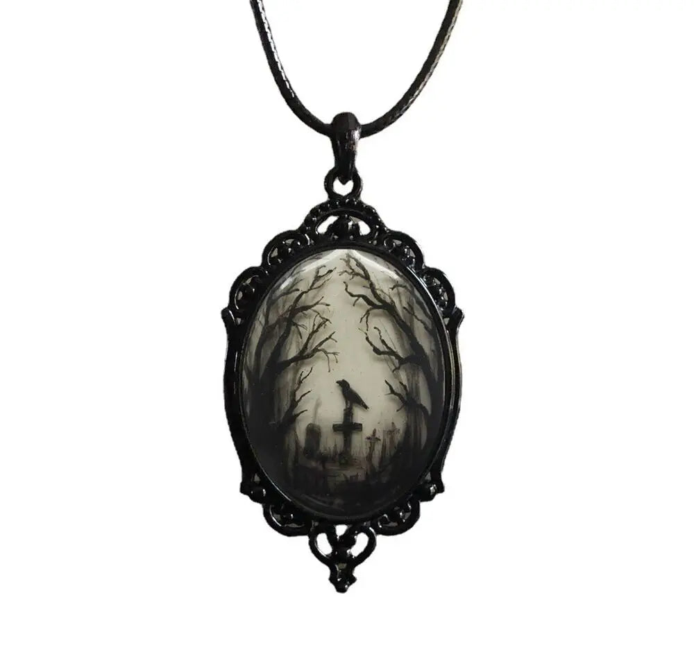 Gothic Crow Bat Necklace - Yurei Works