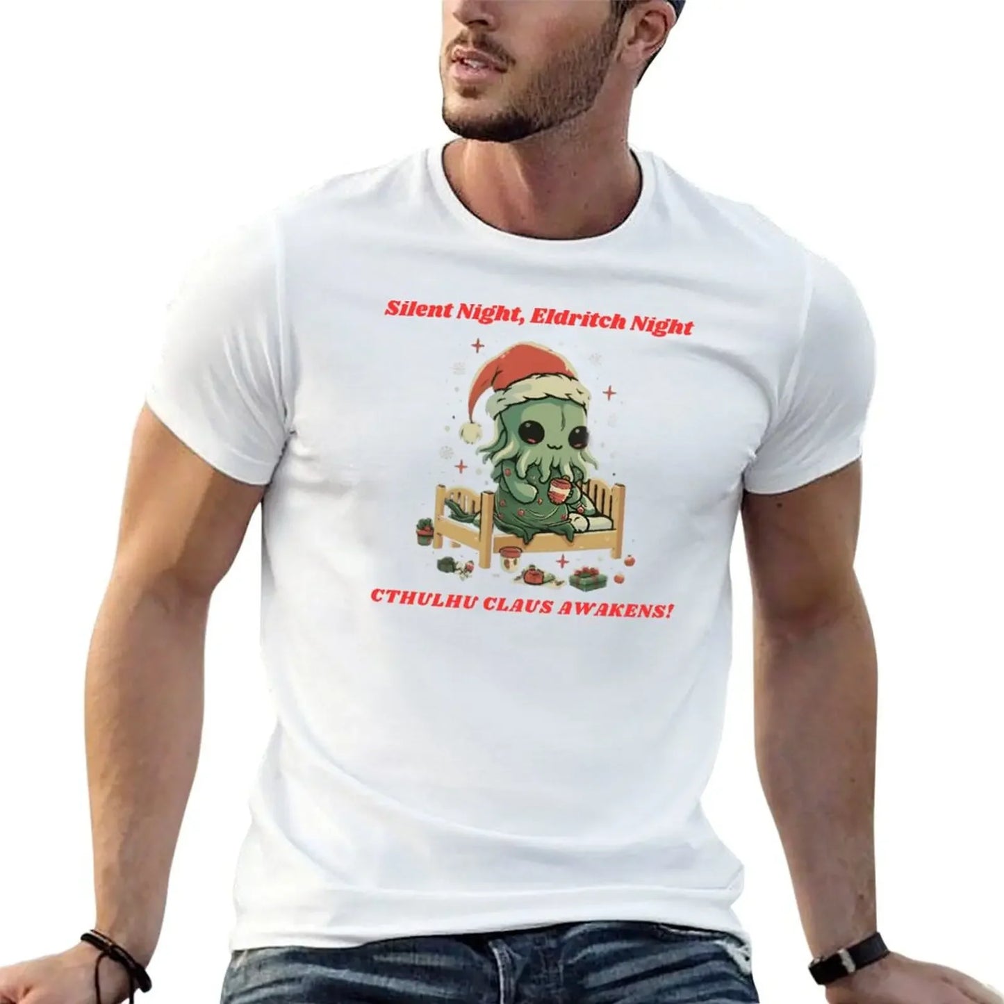 Cute Santa Claus Cthulhu T-Shirt - Men’s Casual Graphic Tee for Summer - Yurei Works