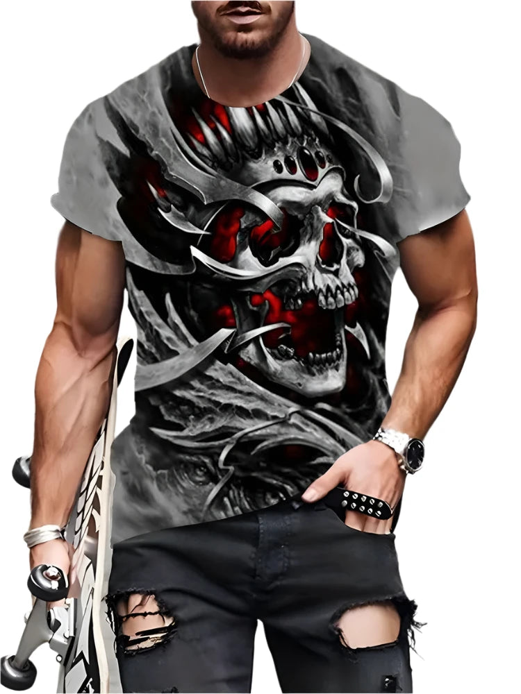 Vintage Horror 3D Skull Men's T-Shirt