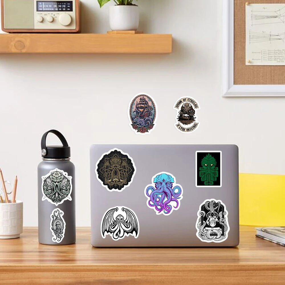 Waterproof Cthulhu Mythos Stickers - Classic DIY Vinyl Decals for Laptops, Skateboards, and More - Yurei Works