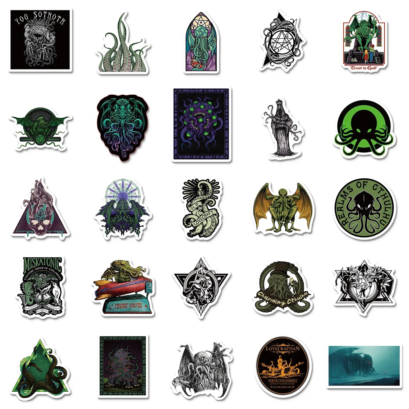 10/50PCS Cool Horror Great Cthulhu Stickers Suitcase Laptop Skateboard Phone Fridge Luggage Decal Cartoon Mythos Sticker Toy - Yurei Works