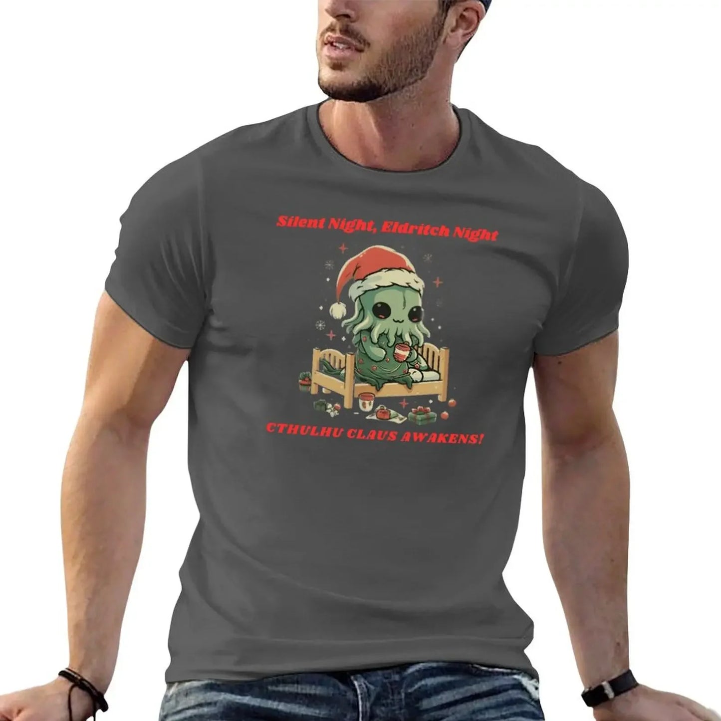 Cute Santa Claus Cthulhu T-Shirt - Men’s Casual Graphic Tee for Summer - Yurei Works