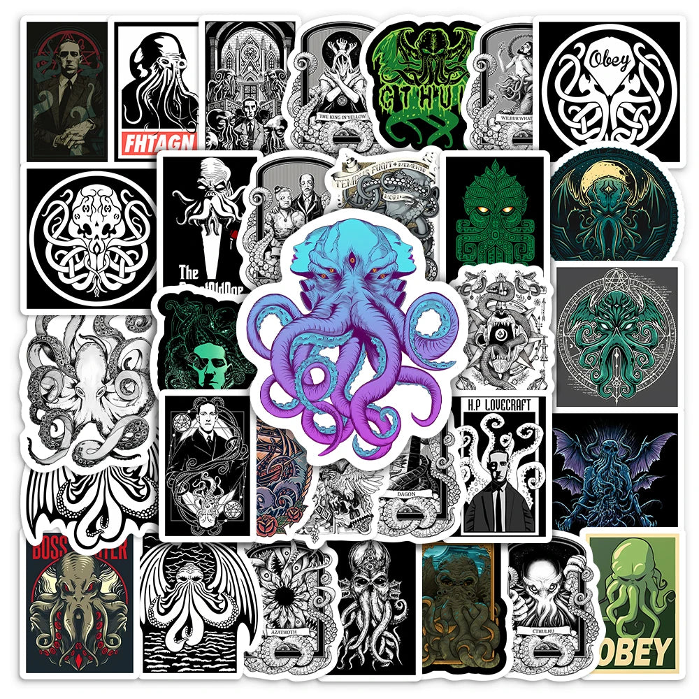 Waterproof Cthulhu Mythos Stickers - Classic DIY Vinyl Decals for Laptops, Skateboards, and More - Yurei Works