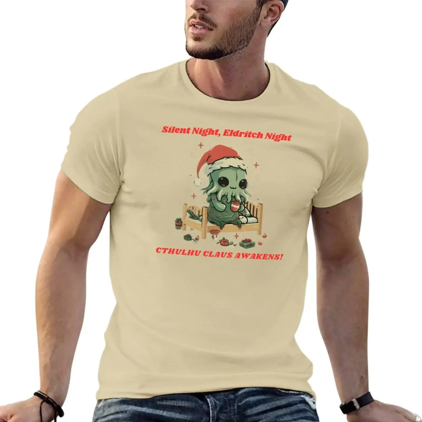 Cute Santa Claus Cthulhu T-Shirt - Men’s Casual Graphic Tee for Summer - Yurei Works