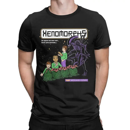 Men's Xenomorphs Book T Shirts Pure Cotton Clothes Funny Short Sleeve Round Collar Tees Plus Size T-Shirts - Yurei Works