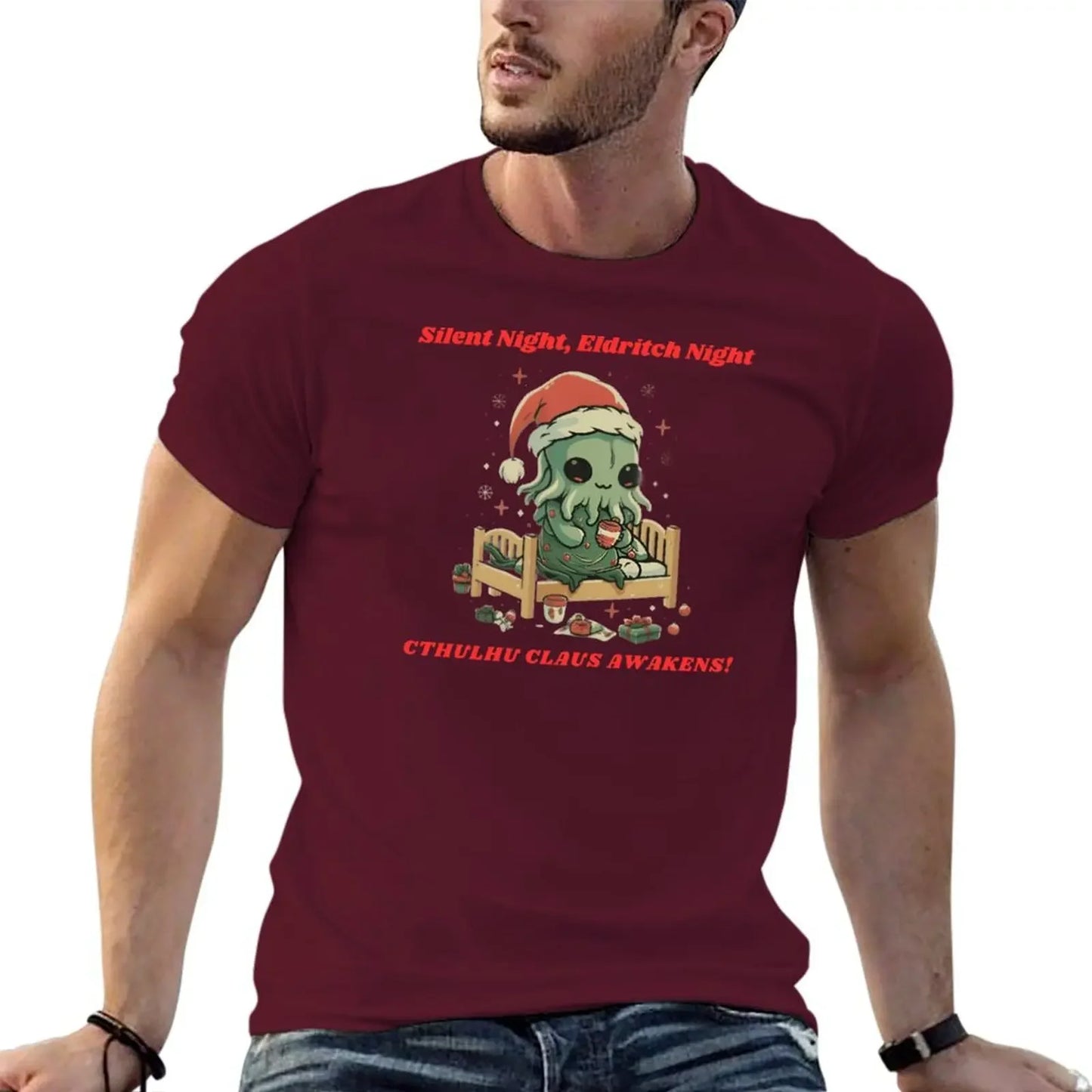 Cute Santa Claus Cthulhu T-Shirt - Men’s Casual Graphic Tee for Summer - Yurei Works