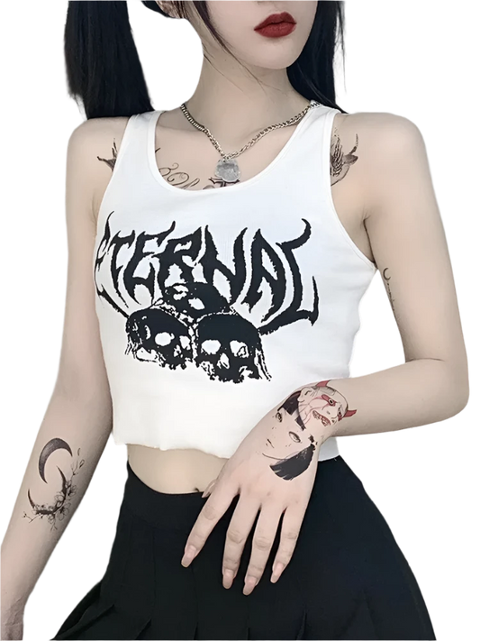 Tokyo Noir Crop: Edgy Gothic Harajuku Top - Yurei Works