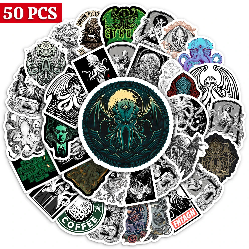 Waterproof Cthulhu Mythos Stickers - Classic DIY Vinyl Decals for Laptops, Skateboards, and More - Yurei Works