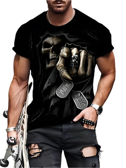 Vintage Horror 3D Skull Men's T-Shirt
