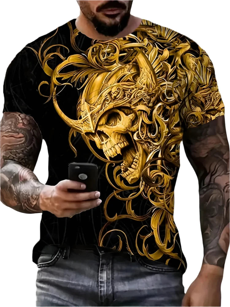 Vintage Horror 3D Skull Men's T-Shirt