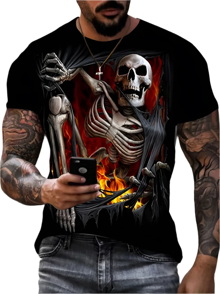 Vintage Horror 3D Skull Men's T-Shirt