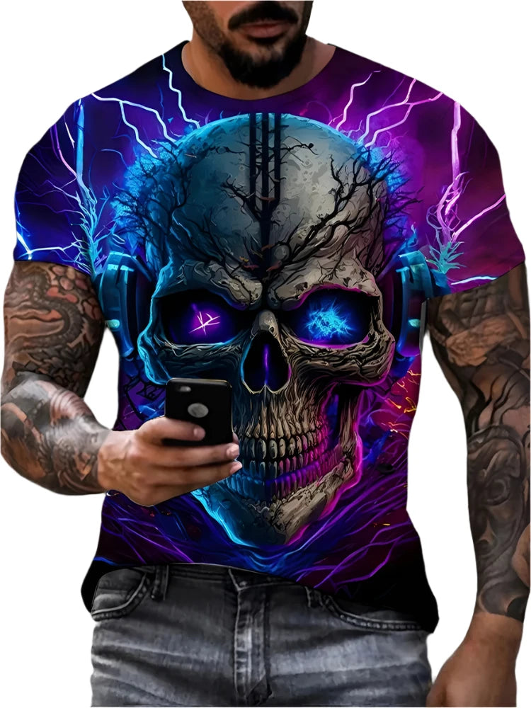 Vintage Horror 3D Skull Men's T-Shirt