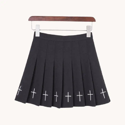 Gothic Velvet Pleated Mini Skirt - Yurei Works