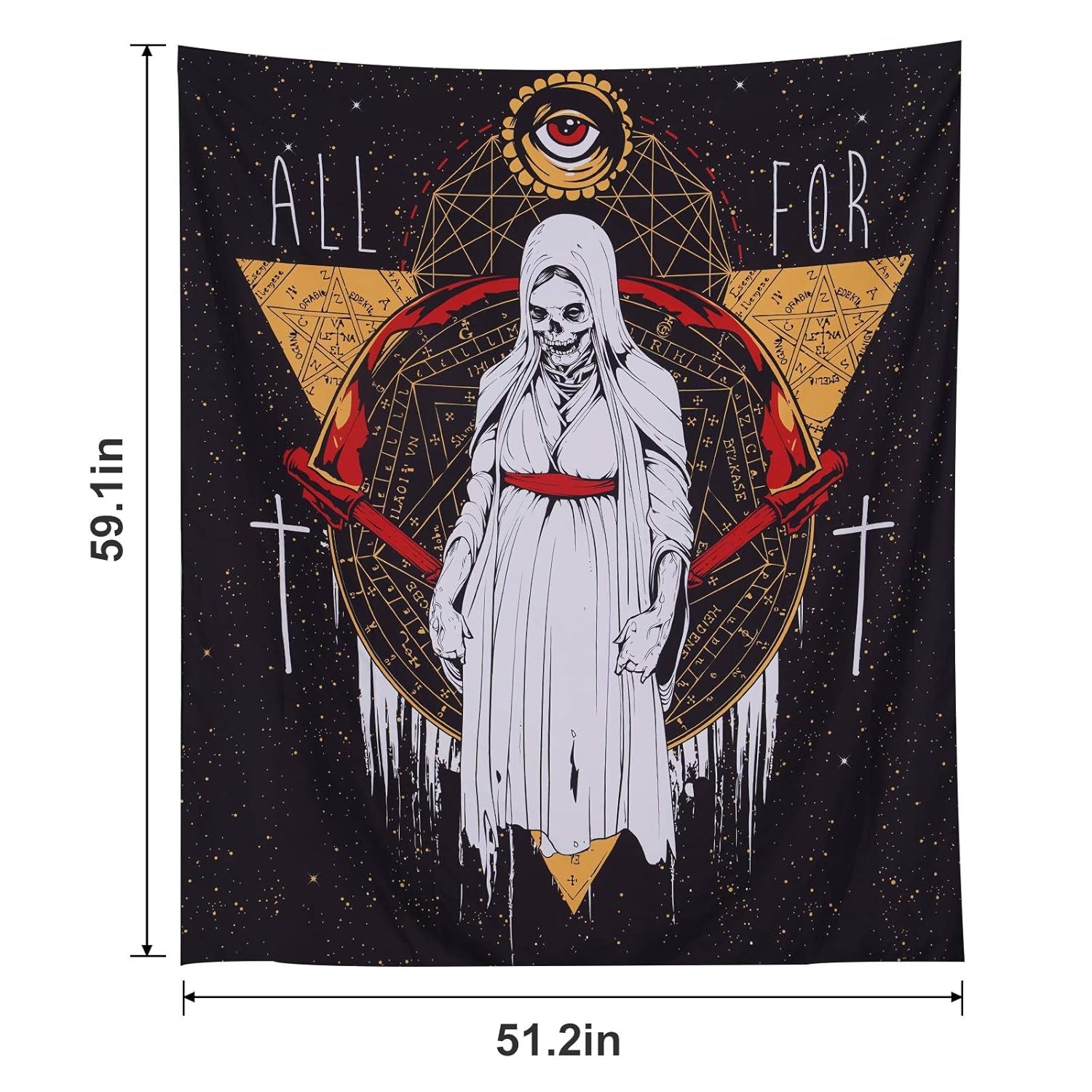 Pocass Skull Women Gothic Wall Tapestry Skeleton Goth Tapestry Wizard Tapestries Devil Evil Eye Tapestry Astrology Wall Hanging Tapestry for Bedroom, 51.2ʺ × 59.1ʺ