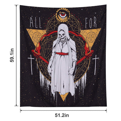 Pocass Skull Women Gothic Wall Tapestry Skeleton Goth Tapestry Wizard Tapestries Devil Evil Eye Tapestry Astrology Wall Hanging Tapestry for Bedroom, 51.2ʺ × 59.1ʺ