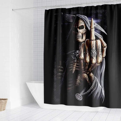 Hot Sale Printing Waterproof Horror Skull Death Bathroom Shower Curtain Partition Curtain Optional Kit