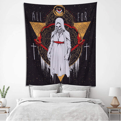 Pocass Skull Women Gothic Wall Tapestry Skeleton Goth Tapestry Wizard Tapestries Devil Evil Eye Tapestry Astrology Wall Hanging Tapestry for Bedroom, 51.2ʺ × 59.1ʺ