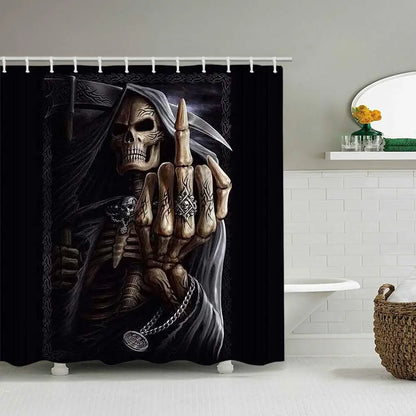 Hot Sale Printing Waterproof Horror Skull Death Bathroom Shower Curtain Partition Curtain Optional Kit