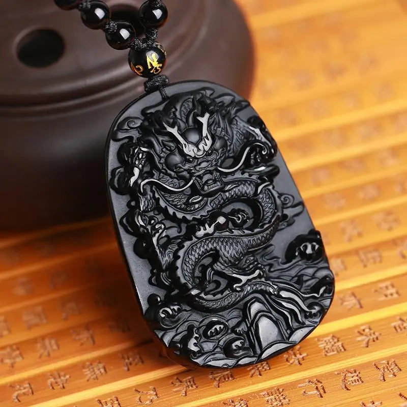 Dragon Black Obsidian Necklace - Yurei Works